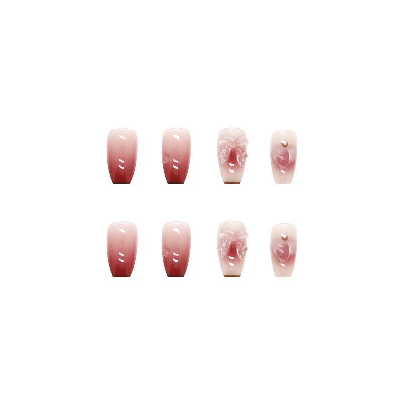 24 pieces of short trapezoid press-on nails, paired with 1 piece of jelly glue and 1 nail file
