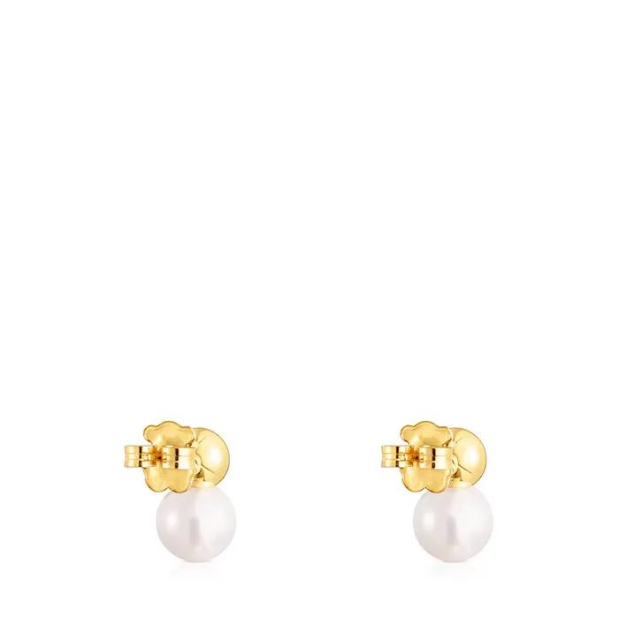 [TOUS] 18K Gold Vermeil Silver Gloss Large Pearl Earrings 111233610