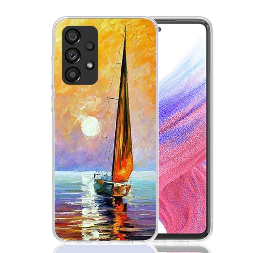 Sailing Boat Sunset Phone Case For Samsung Galaxy A13 A14 A15 A16 A53 A54 A55 A56 A33 A34 A35 A36 A23 A24 A25 A26 A05S A04S A73