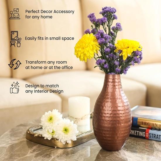 20.32cm Metal Flower Vase For Living Room Decor Pots Polished Pure Steel Table Vase