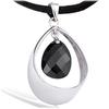 [G8783] - Silver Pendant 'Linda' Black Silver (rhodium-plated) - 20x25 Mm
