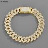 7/8/9 Inch Hip Hop Cuban Link Chain Bracelets Gold Color Rhinestone 12mm  Iced Out Chain Bracelets Punk Wristband Men Jewelry
