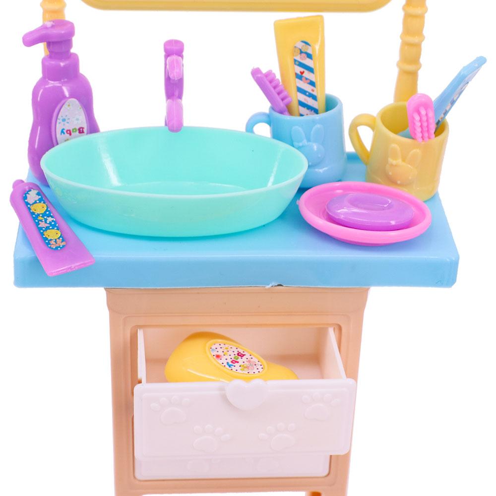 Doll House Furniture Bed Table Chair For 11.8inch 30cm Doll Plastics Cleaning Tools Accessories Mini Furniture Model Gifts Toys