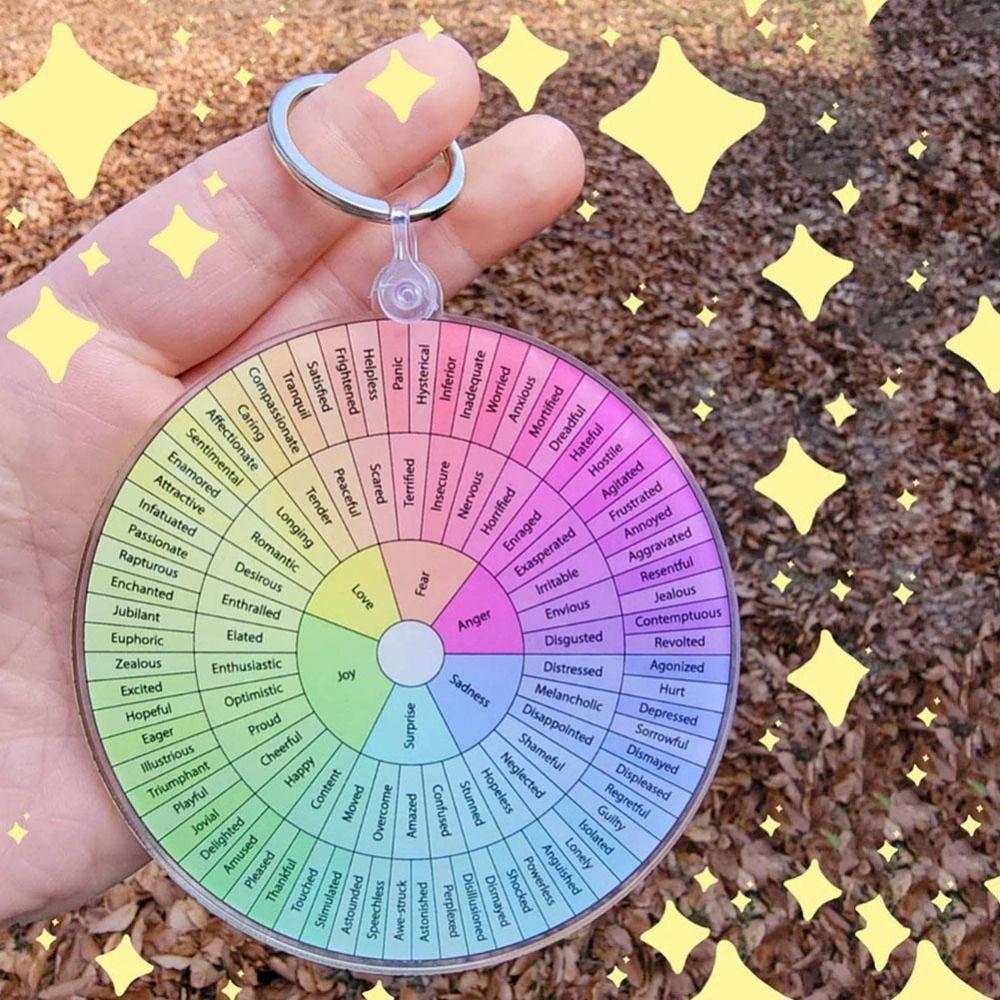 Key Chain Jewelry Double-Sided  Keychain Bag Pendant Car Keyrings Feelings Wheel Keychain