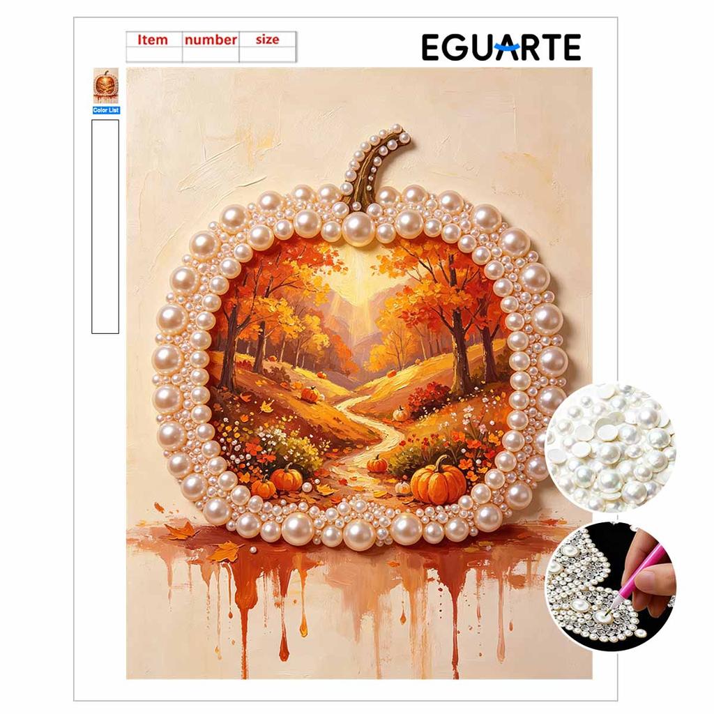 Halloween pumpkin autumn scenery pearl painting art kit handmade diy home decorations