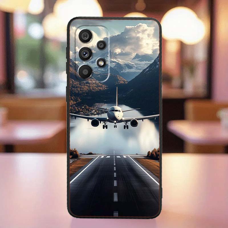 Модный чехол для телефона с рисунком самолета для Samsung A41 A35 A34 A33 A32 A25 A24 A23 A21s A06 A05 A04 A03 Note 10 20 Ultra 5G Черный