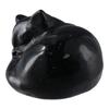 Semi-precious Stone Cat Statue Obsidian/Opal Sleeping Cat Statue Crystal Sleeping Cat  Home
