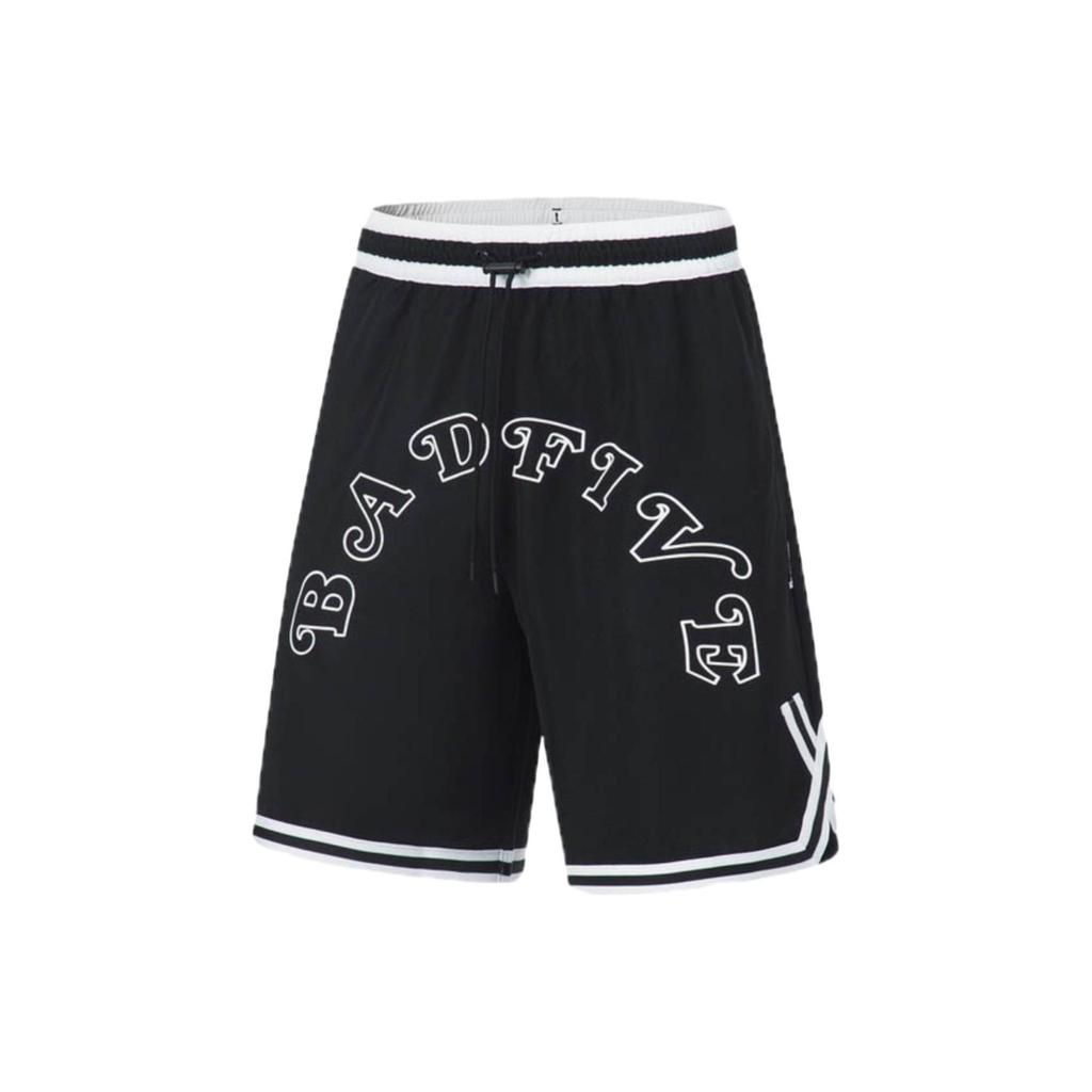 Li Ning Anti-Five Series Versatile Brand Logo Printed Breathable Casual Shorts Men Shorts Black Off-White AAPT069-1