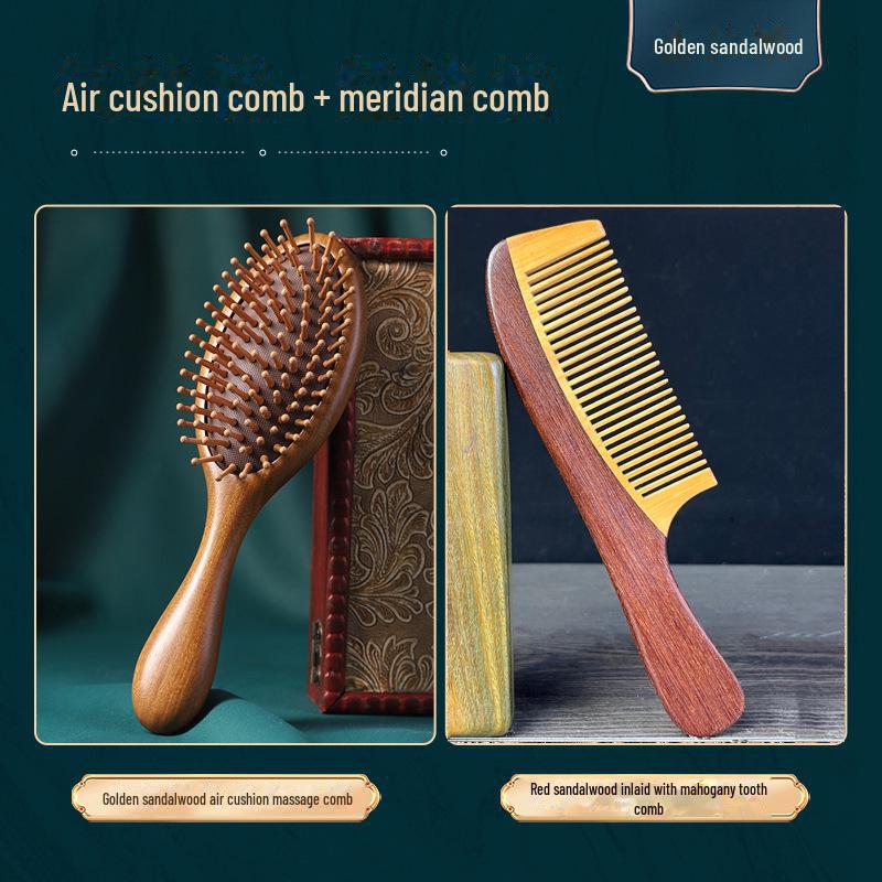 Массажная расческа с воздушной подушкой из сандалового дерева для кожи головы и волос - унисекс деревянная расческа для дома и путешествий