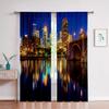 Городское здание 3D-печатные шторы Вид на улицу Ночной вид Здание Комплекс Гостиная Окна от пола до потолка Индивидуальные шторы