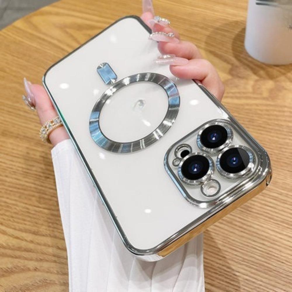 **Гальванизированный Магнитный Чехол для Телефона с Зарядкой для iPhone 18 Pro Max 15 16E Полное Покрытие Защитная Пленка для Камеры