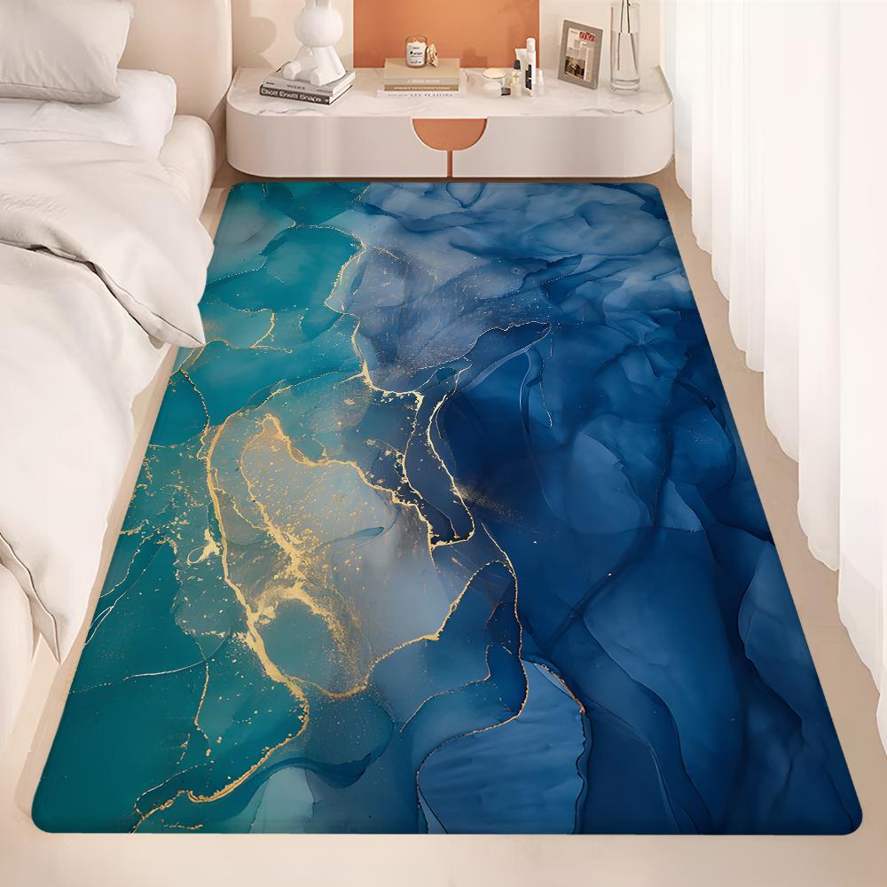 Цвет Синий Золотой Белый Мрамор Ковер для Прихожей Нескользящий Коврик для Прачечной Декор для Прачечной Балкон Детская Гостиная Туалетный Коврик