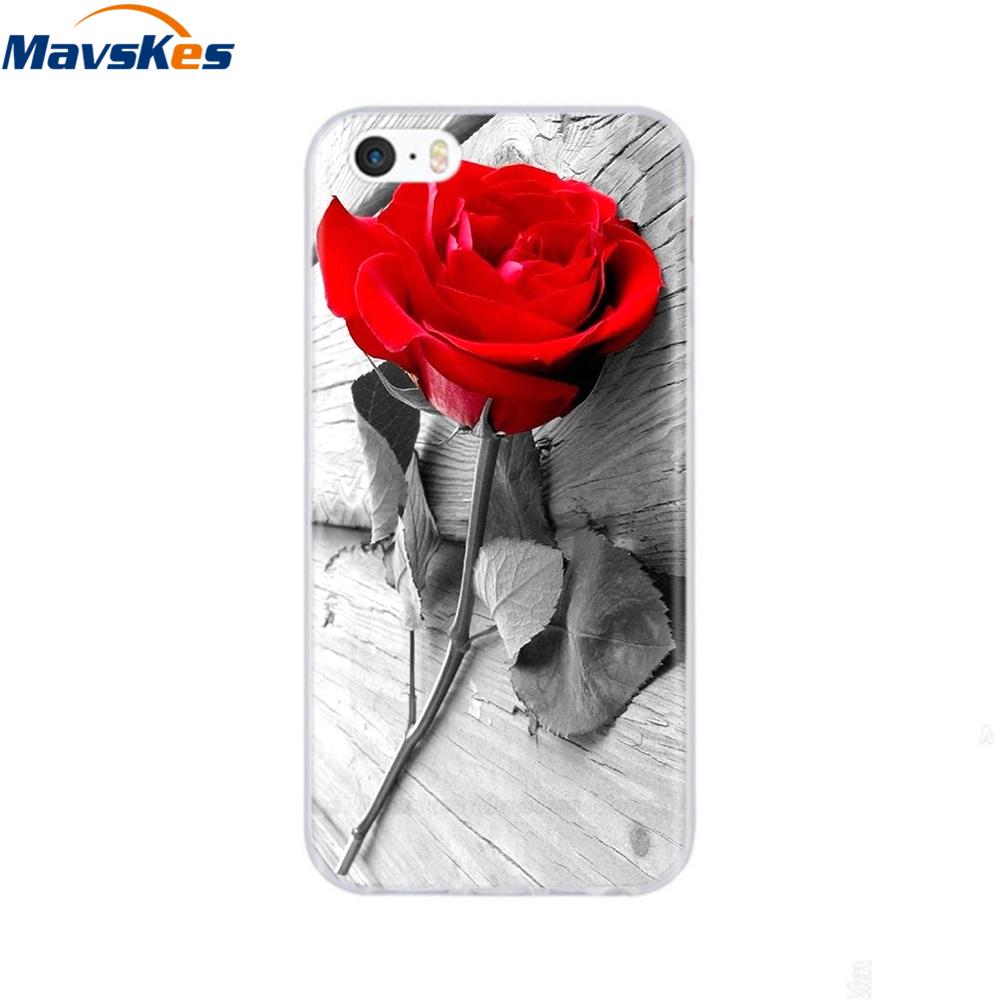 Мягкий чехол из ТПУ для iPhone 4 4s 5 5s SE 6 6s милый мультяшный кот цветок модный силиконовый чехол-бампер для телефона полная защита