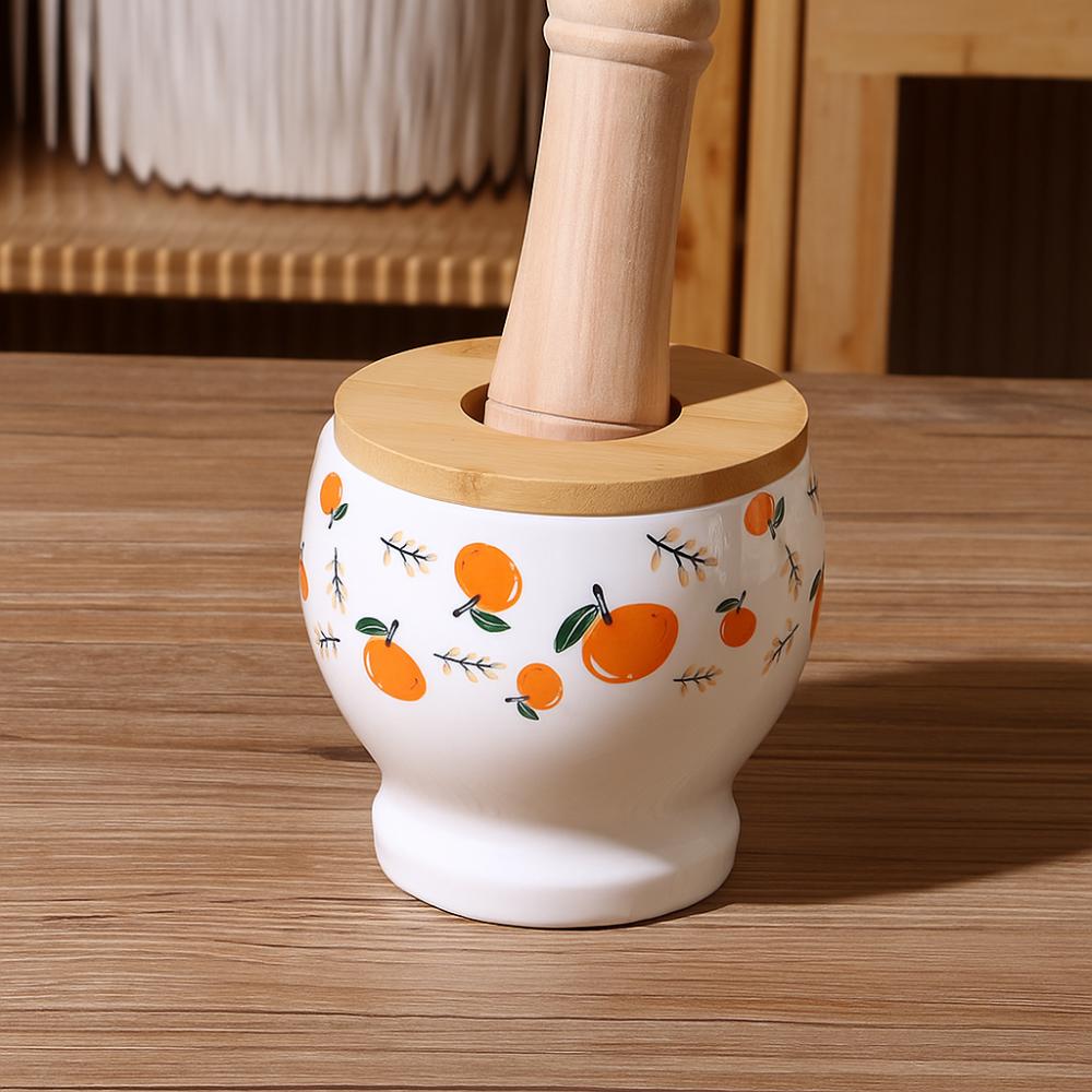Internal Thread Ceramic Mortar Ceramic Manual Mortar Garlic Pounder Garlic Masher  Household