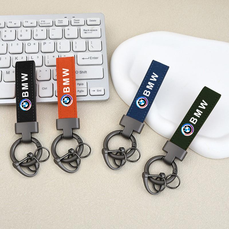 Suede Metal Car Emblem Keychain Keyring Anti-loss Key Chain For BMW 50th Anniversary 1 3 5 7 Series E83 F16 E70 F10 F20 M2 M3 M5 pdcr06