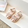 Детские летние сандалии для девочек, туфли принцессы с бабочкой для вечеринки, свадьбы, мягкая подошва, детские туфли с полыми носками и жемчугом