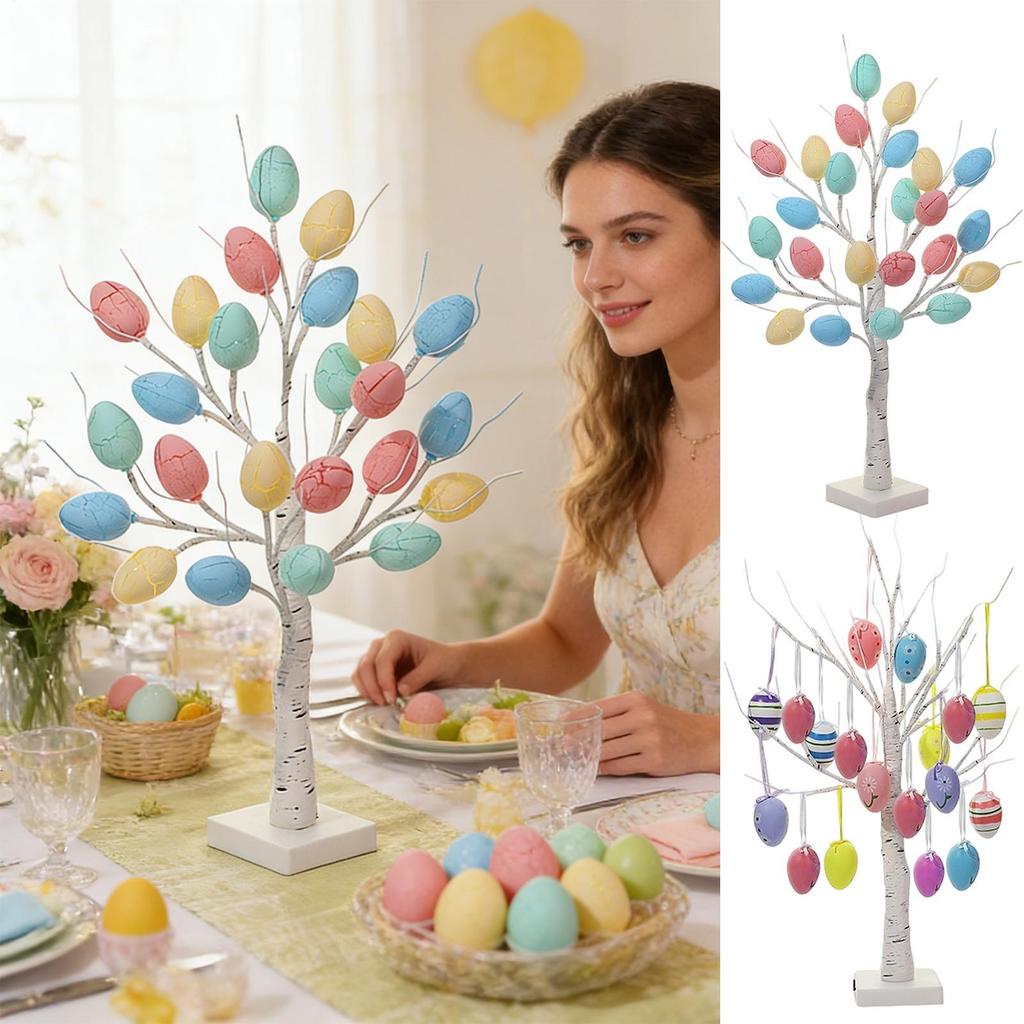 Светодиодное пасхальное дерево с гибкими ветвями, центральный элемент 23,6 дюйма, питание от батарей и USB, пасхальное яйцо, настольный centerpiece для детской комнаты