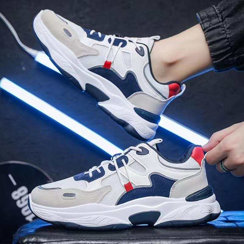 Мужская повседневная обувь Кроссовки Модные сетчатые кроссовки на платформе со шнуровкой Студенческие дышащие универсальные спортивные туфли с мягкой подошвой