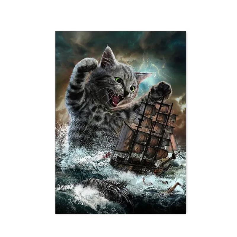 Абстрактное искусство Милые постеры и принты с котом из Мьянмы Картины на холсте Настенные картины для спальни Гостиная Украшения дома