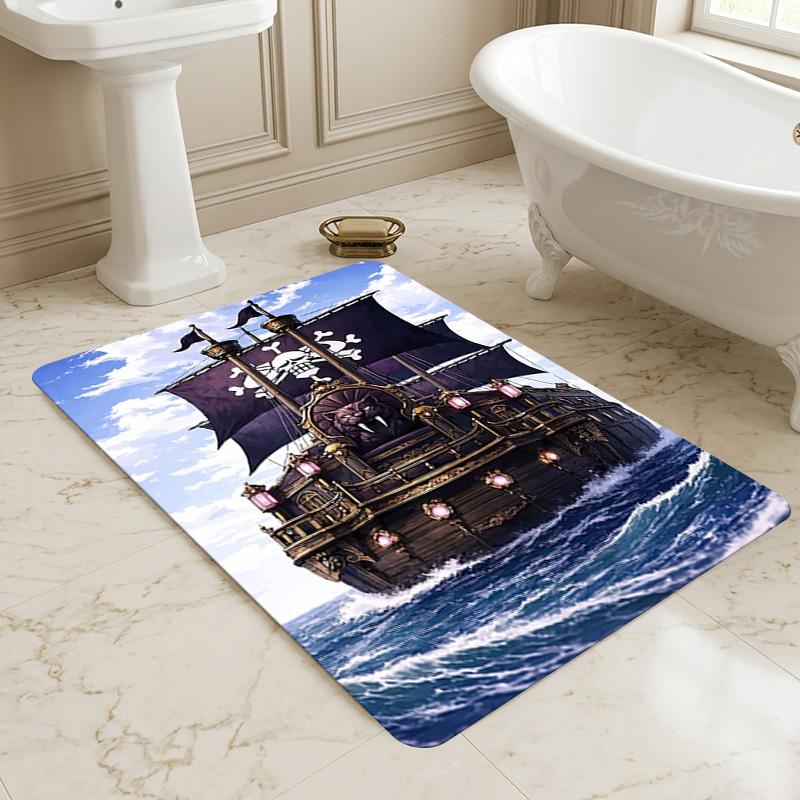 Pirate Ship Area Rug Carpet For Bedroom Game Playroom Living Room Nonslip Sofa Office Home Decor Doormat Christmas Gift C3113