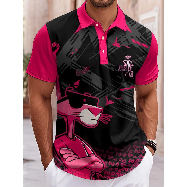 Men's short-sleeved animal print casual shirt