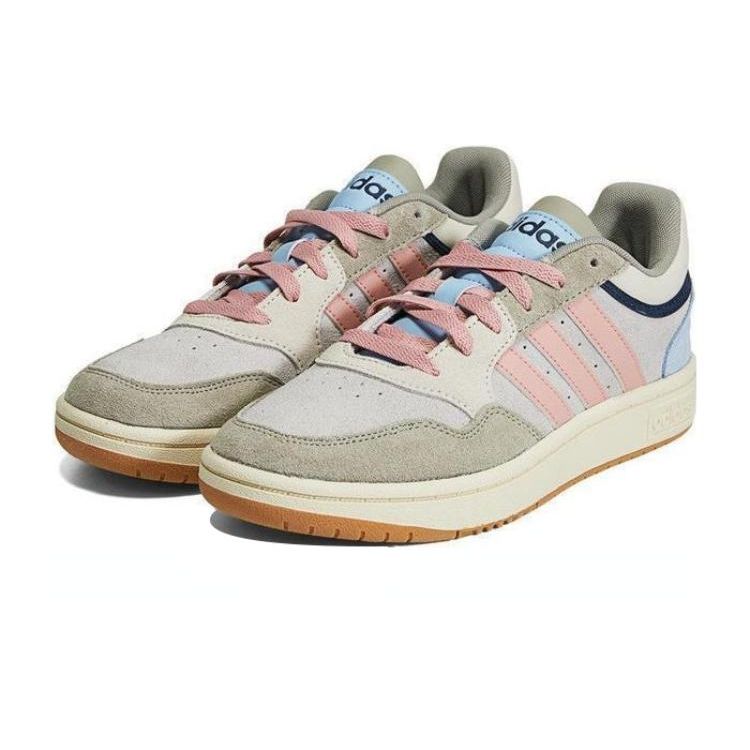 adidas Кожаные Нескользящие Прочные Низкие Кеды для Скейтбординга Neo Hoops 3.0 Женские Кроссовки Серый Розовый Синий HP6901