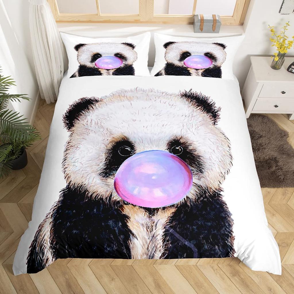 3D Панда одеяло покрывало королевского размера милый Панда пододеяльник бамбуковый комплект постельного белья пододеяльник для детей мальчиков девочек подростков 3 предмета