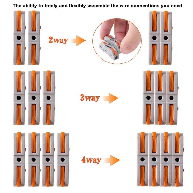 Быстрозажимные соединители электрических кабелей Универсальные компактные соединительные клеммы для проводки кабелей Зажимные клеммы для проводников