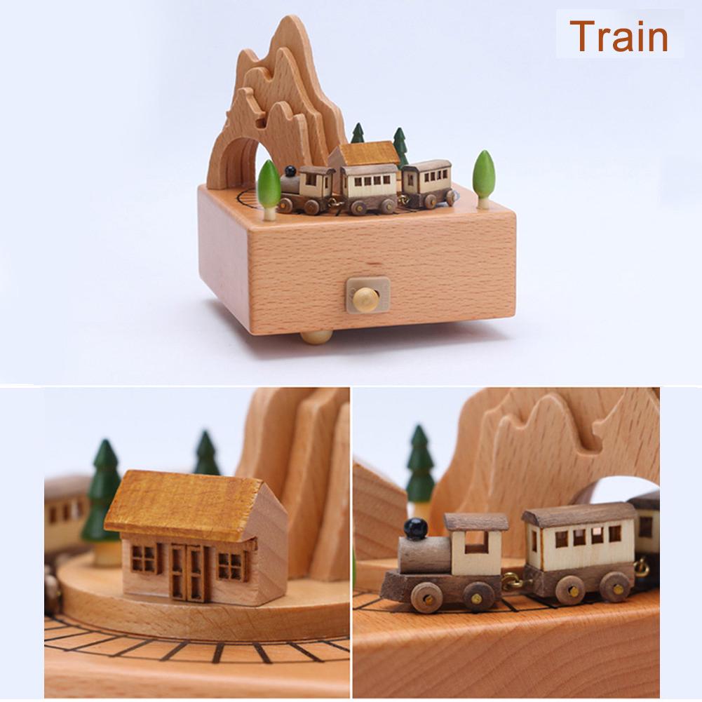 D2 Carousel Musical Box Wooden Music Box Wood Crafts Retro Birthday Gift Vintage Home Decoration Valentine's Day Gift Girlfriend