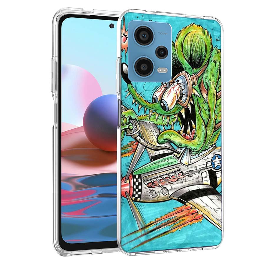 Чехол для телефона Surf Cool Rat F-Fink для Redmi Note 13 12 14 15 Pro Plus 13R 11 11T 11E 11S 10 Pro 10S 9 9S Прозрачный ТПУ Чехол