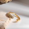 Premium serpentine full diamond ring plated with 18K gold stainless steel waterproof open ring light luxury temperament jewelry