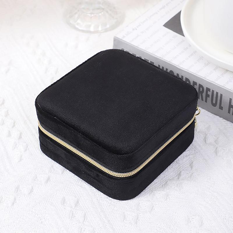 Бархатная шкатулка для украшений дорожная портативная фланелевая квадратная на молнии чехол для хранения ювелирных изделий держатель для подарков держатель для колец держатель для серег