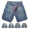 Men Denim Shorts Button Zipper Fly Hand Printed Hip Hop Style Short Pants with Pockets High Street Casual Short Jeans