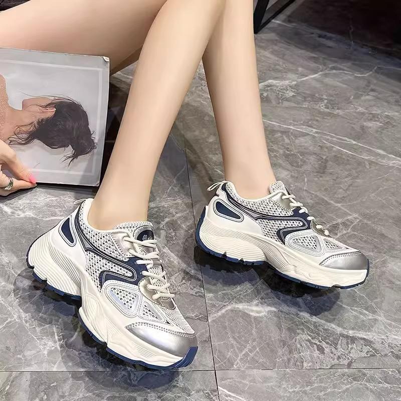 Platform Dad Shoes Women 2025 New Summer Mesh Casual Running Sports Shoes Versatile Breathable Shoes Ins