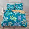 Sea Turtle Duvet Cover Queen Size Boy Beach Turtle Comforter Cover Polyester 3pcs Teal Aqua Blue Abstract Tortoise Bedding Set