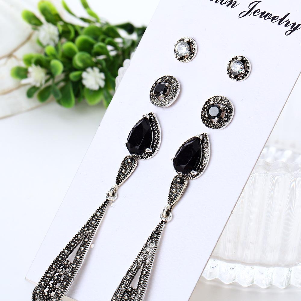4 Pair Retro Bohemia Style Long Earring Set Modern All-match Eardrop Ornament