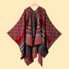 Shawl Imitation Cashmere Knitted Scarf Split Fork Oil Painting Cape Cloak Outside