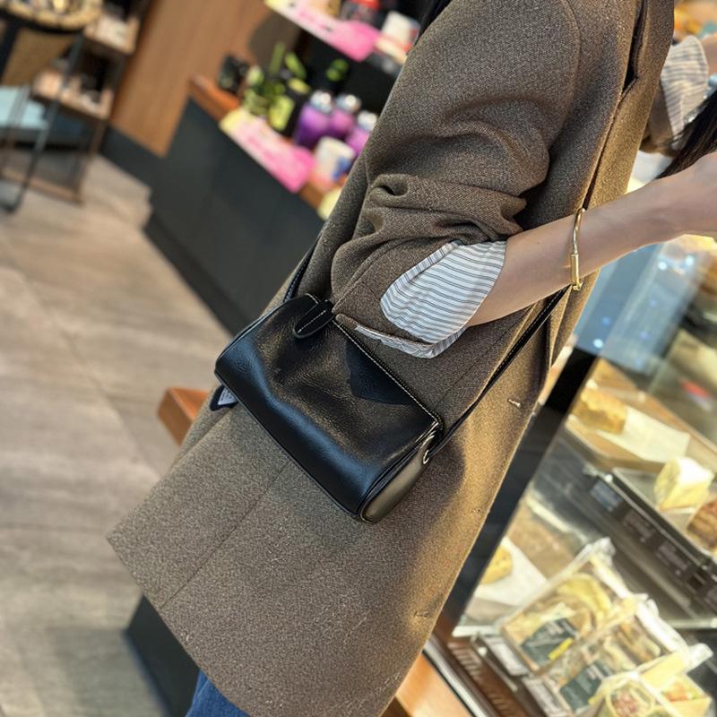 Кожаная сумка-мессенджер для женщин, ретро, высокого класса, Sense Niche, маленькая сумка-цилиндр, универсальная мини-сумка для мобильного телефона