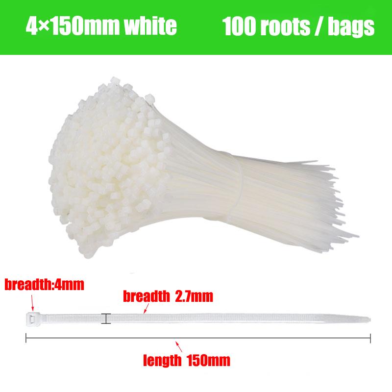 100 шт./пакет стяжек для кабеля Самоблокирующиеся пластиковые нейлоновые стяжки Белый органайзер для крепления кабеля Провода Кабельные стяжки