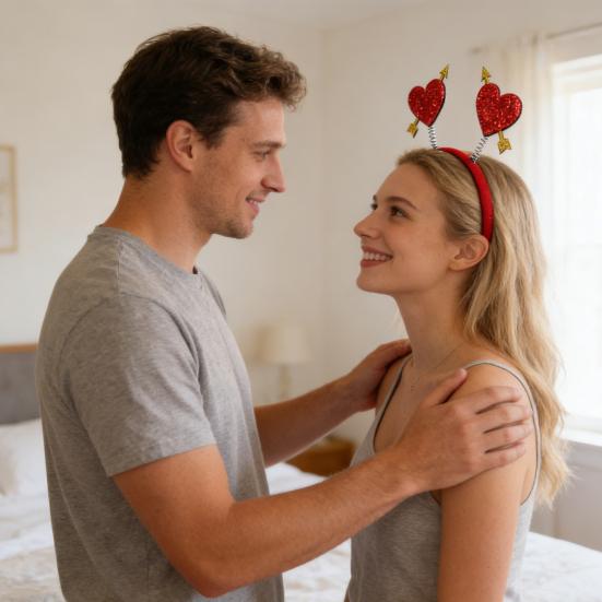 Ободок на голову в виде сердца на День святого Валентина, блестящий красный аксессуар для волос в виде сердца для Хэллоуина, праздника, свадьбы, дня рождения, костюма