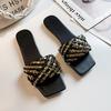 Slippers Women's Fashion Wear 2025 New Summer Internet Celebrity Weaving Flat Bottom One Word Drag Seaside Vacation Beach