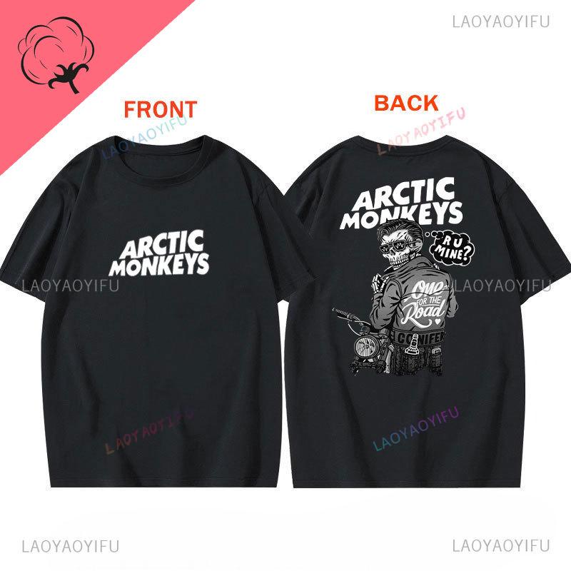 Футболка Arctic Monkeys Двусторонний принт Футболка С круглым вырезом Повседневная Уличная одежда Универсальная Альтернативный рок Готика Y2k Одежда