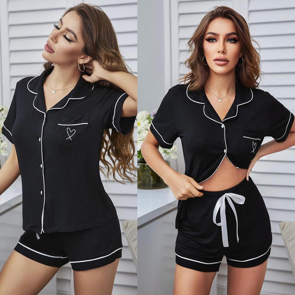 Женские пижамы, рубашка и шорты, комплект из 2 предметов, вискозные спальные костюмы, летняя домашняя повседневная одежда, удобная ночная рубашка для сна и отдыха