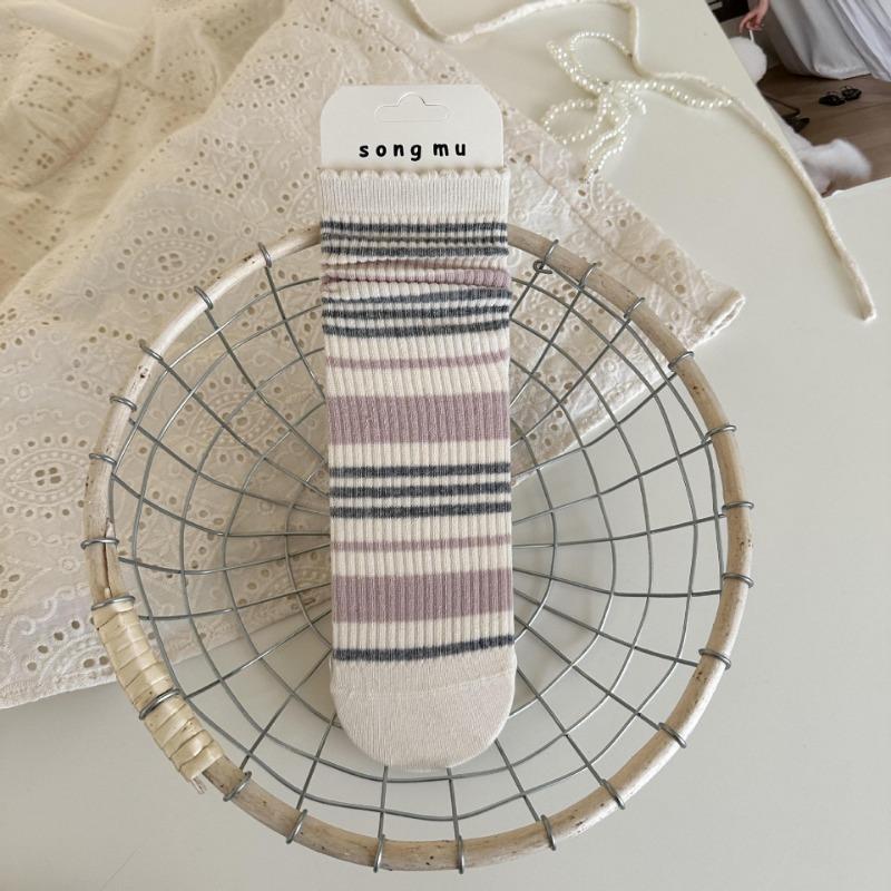 Женские весенне-осенние милые светло-розовые носки-гольфы без косточек с бантом