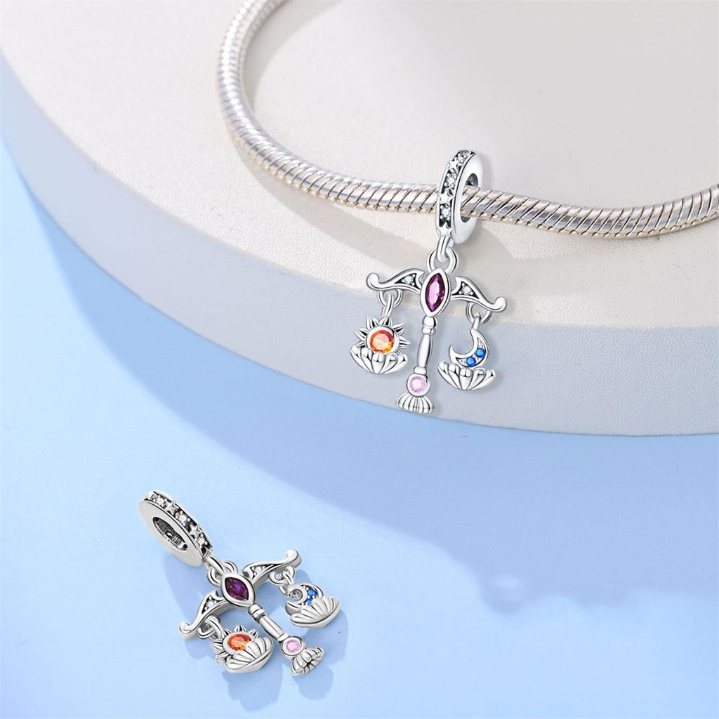 Tarot Card Star Moon Hourglass Pendant String Beads DIY Jewelry Accessories Bracelet Copper Silver Plated