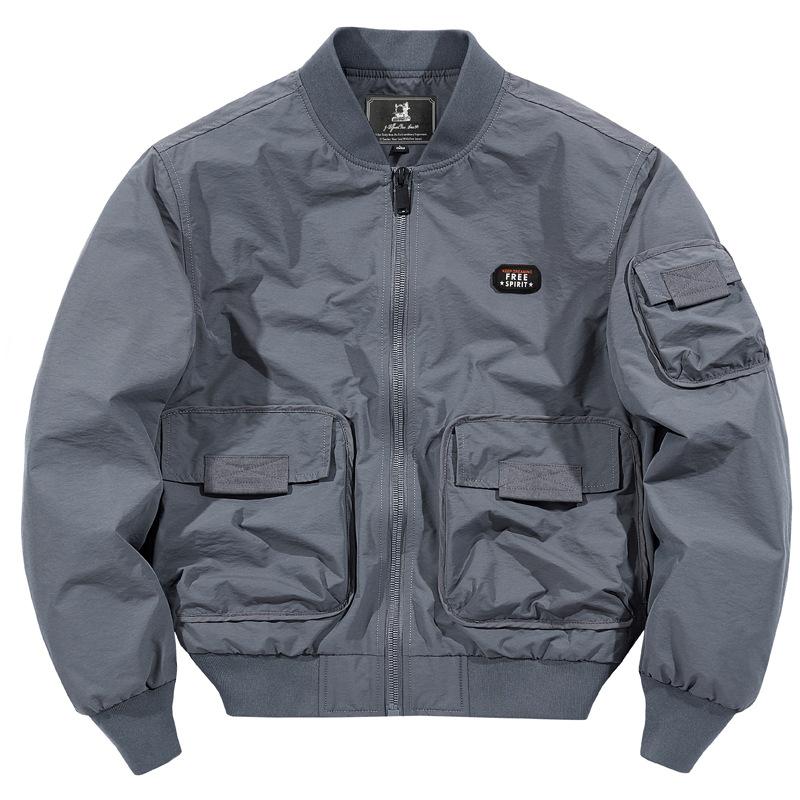 Jacket Men's Thin Spring and Autumn New Large Size Multi-Pocket Baseball Suit Pilot Men's Jacket Top