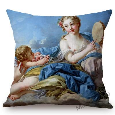 French Royal Painting Francois Boucher Ancient Greek Myth Venus Cupid Angels Floral Retro Decor Throw Pillow Case Cushion Cover