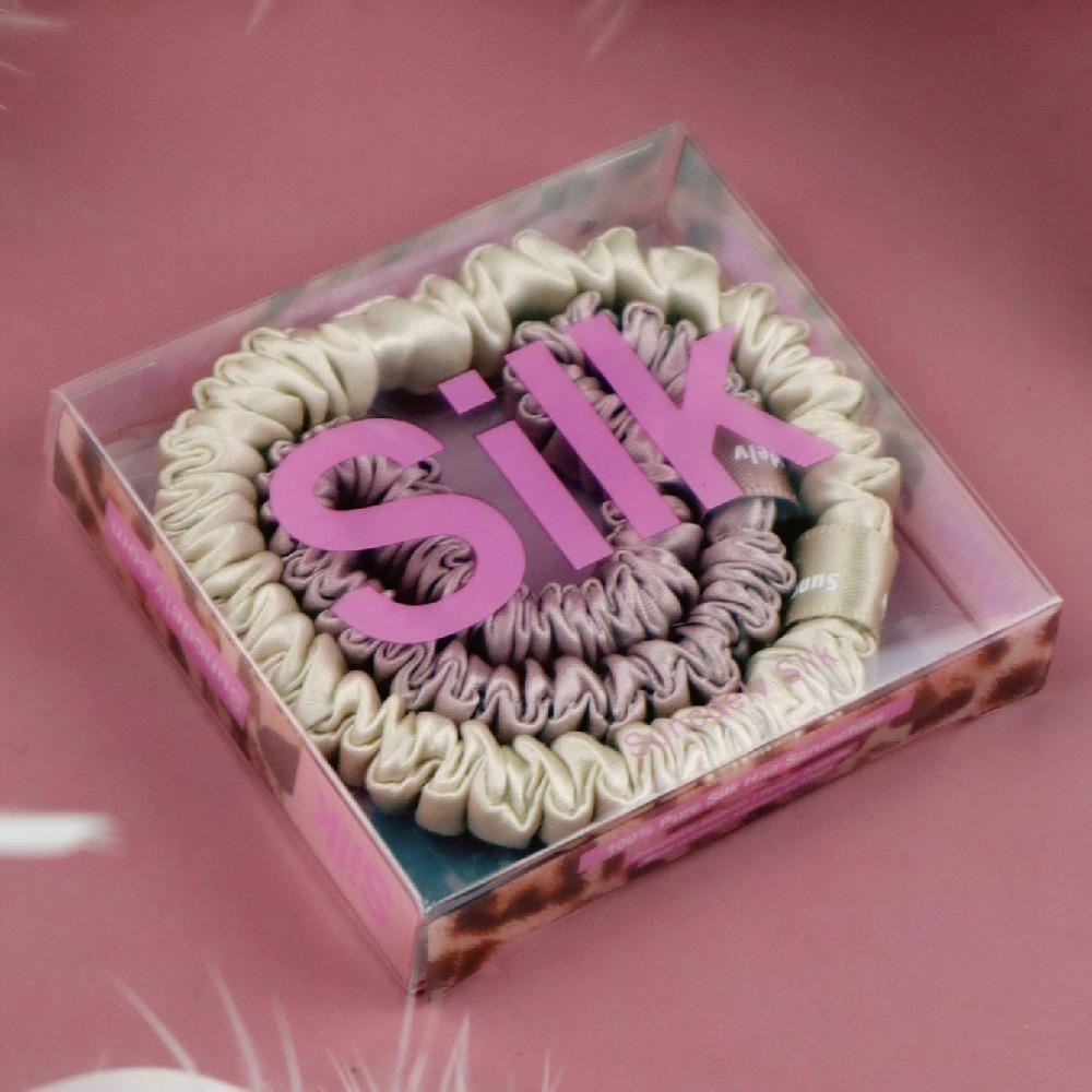 2PCS 100% Silk Hair Scrunchies For Women Girls High Quality Hair Ties HairBands Silk Suitable for Valentine's Day 22Momme Silk Hair Accessoires