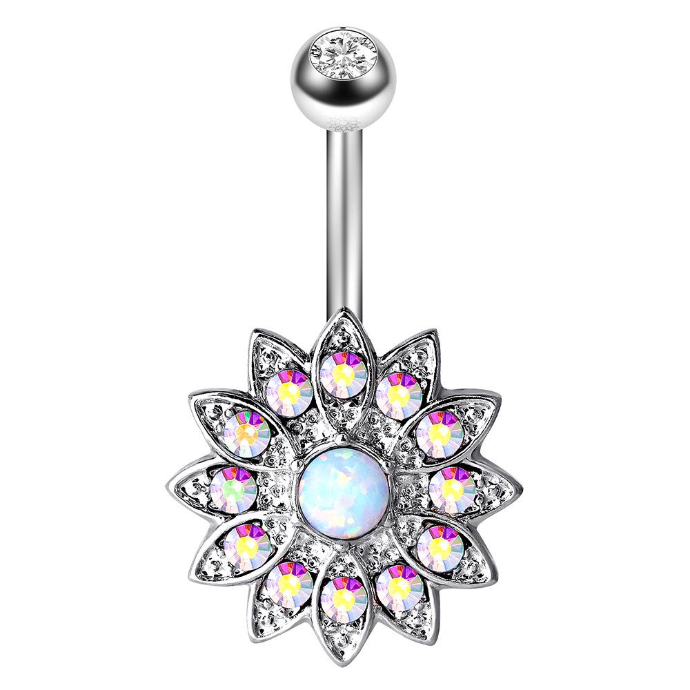 Комбинационный набор колец для пирсинга пупка из нержавеющей стали с жемчужиной