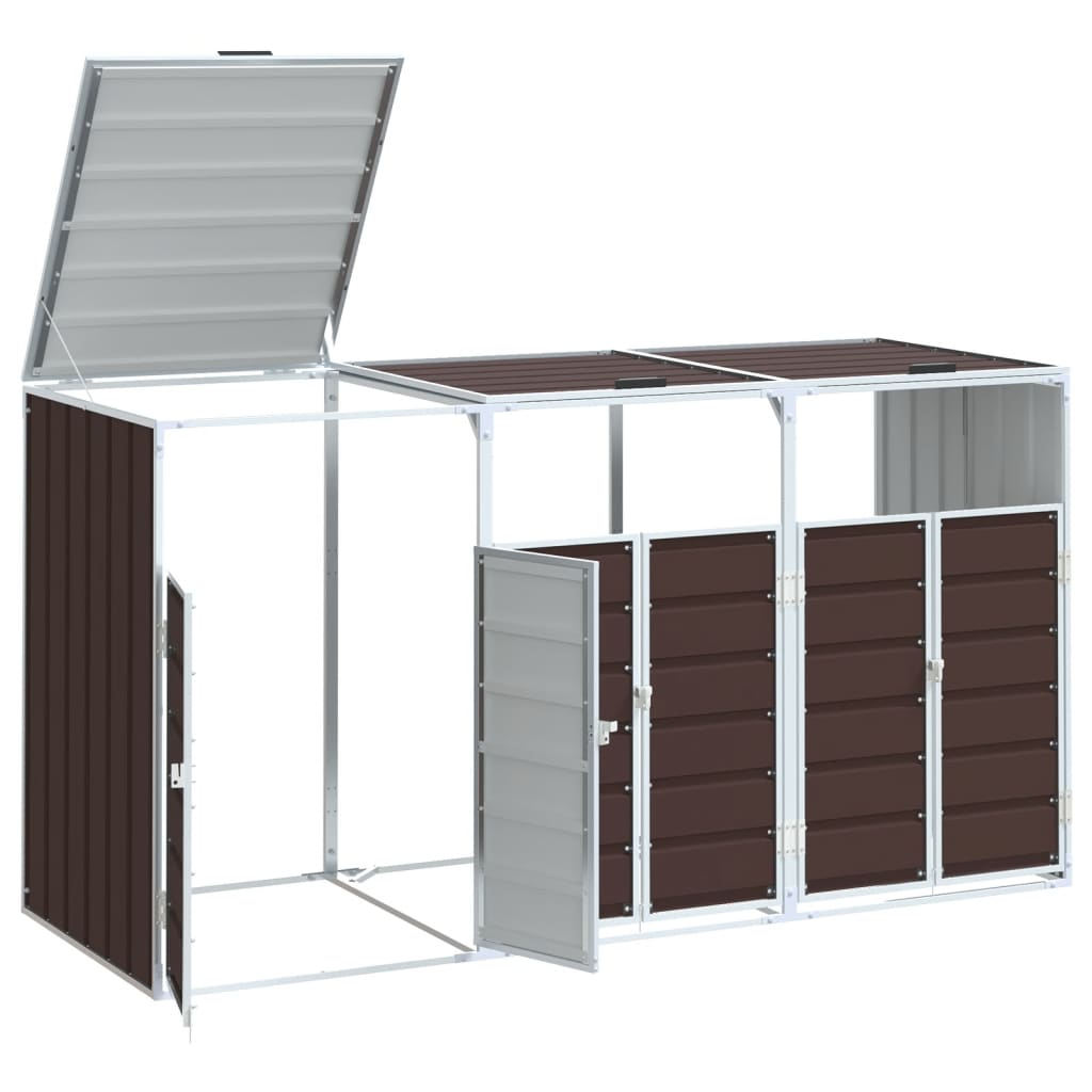 3 Ton Brown Waste Bin Enclosure 216 x 81 x 115 cm Steel